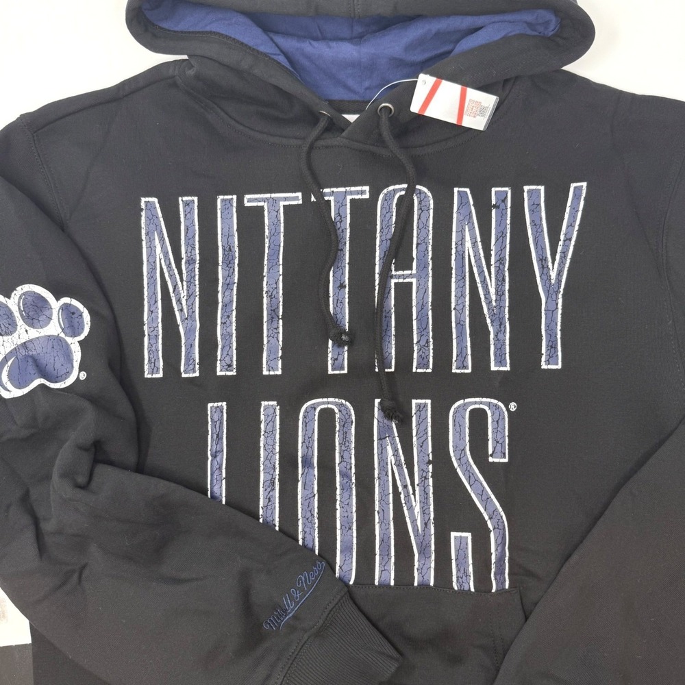 Mitchell & Ness Penn State Nittany Lions Hoodie Mens Small Black‎ NEW